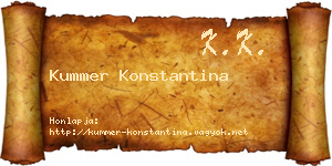 Kummer Konstantina névjegykártya